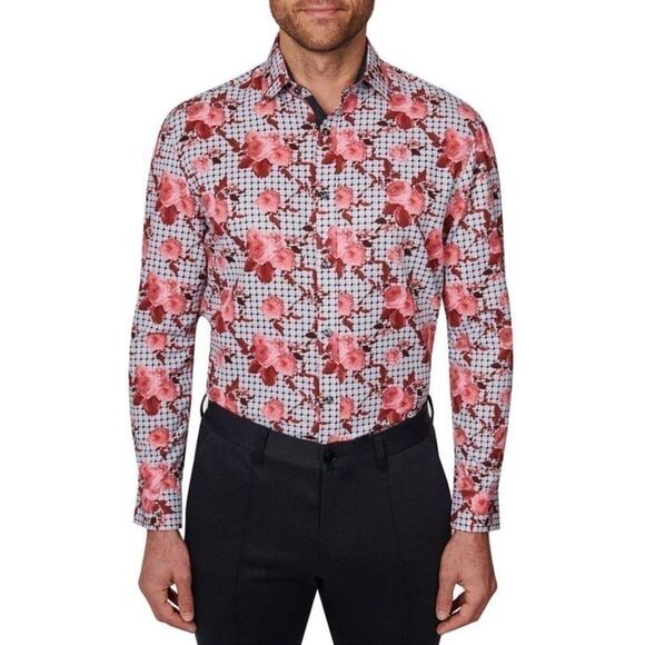 Society of Threads Men Slim Fit Floral
Performance Dress Shirt Gray Size M, red - Picture 6 of 11